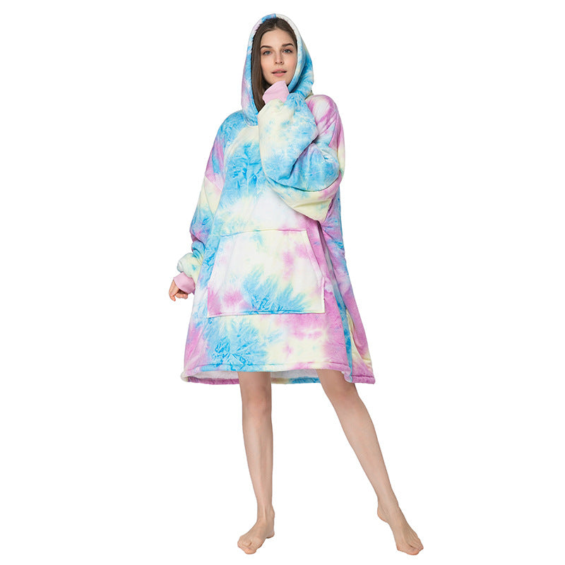 Wholesale Thickened Pullover Warm Wearable Blanket Long Sleeve Large Coat Home Wear